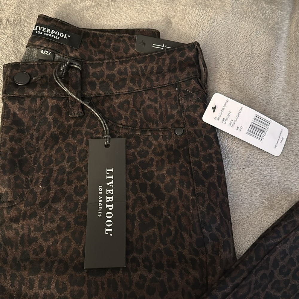 Liverpool Los Angeles Cheetah Print Ponte Pants - Black/Brown - Size 4/27 - NWT - Picture 3 of 8